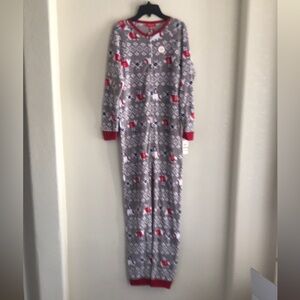 Vintage Christmas Cozy Gray and Red Junior  Pajamas  Size 14/16 polar Bear